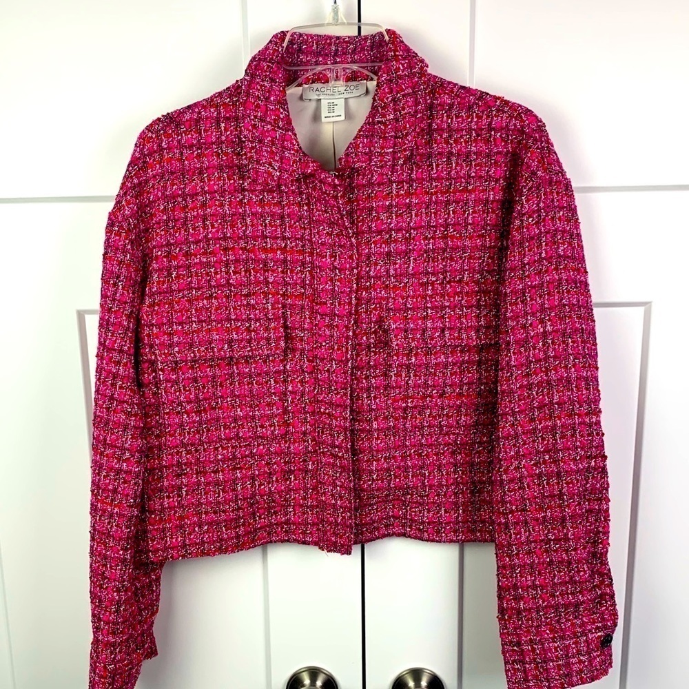 Rachel Zoe Pink Tweed Cropped Blazer